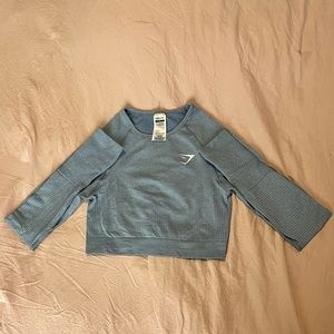 Gymshark Vital Seamless 2.0 Long Sleeve Crop Top in Blue Marl